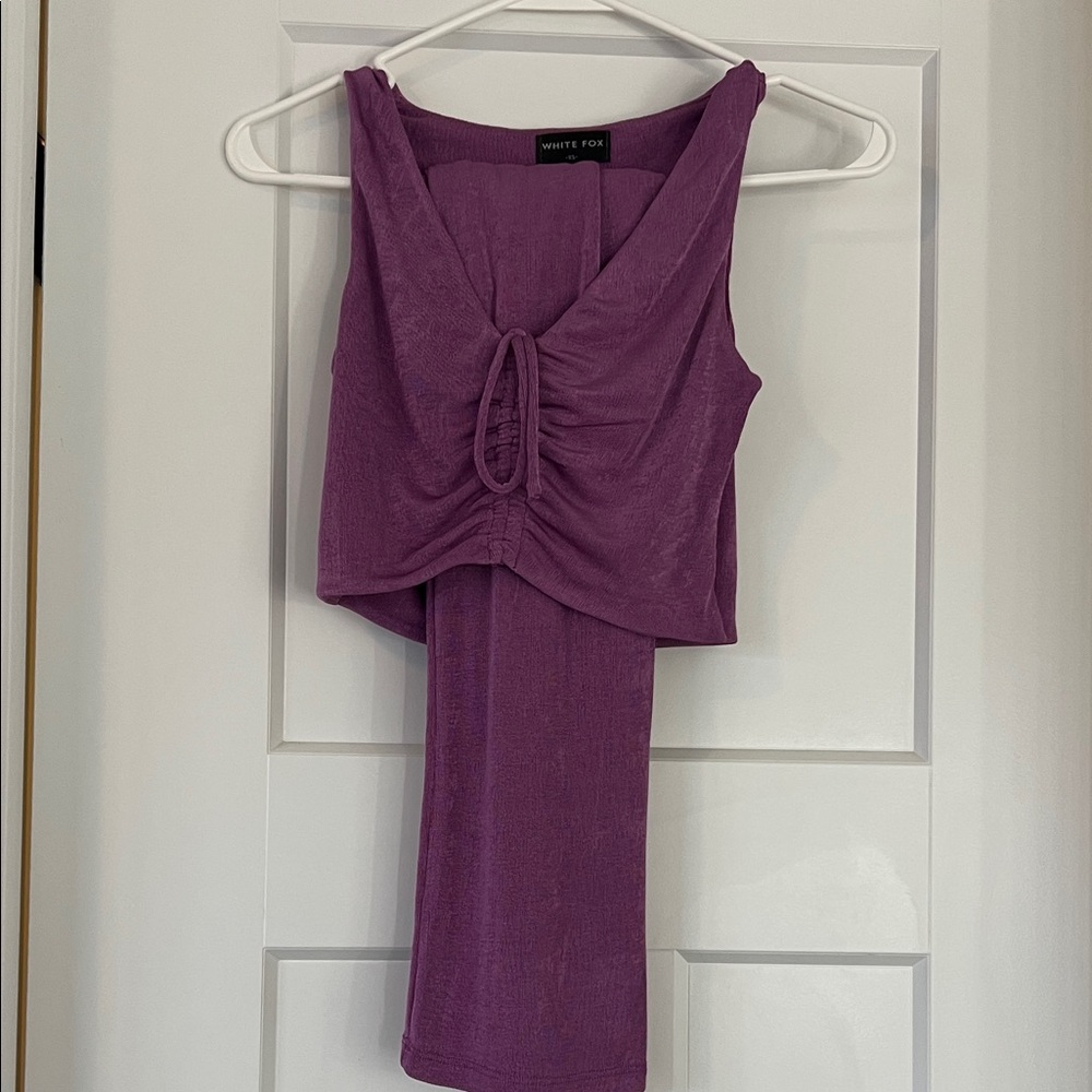 White Fox 2 piece set! Purple Ruched Set